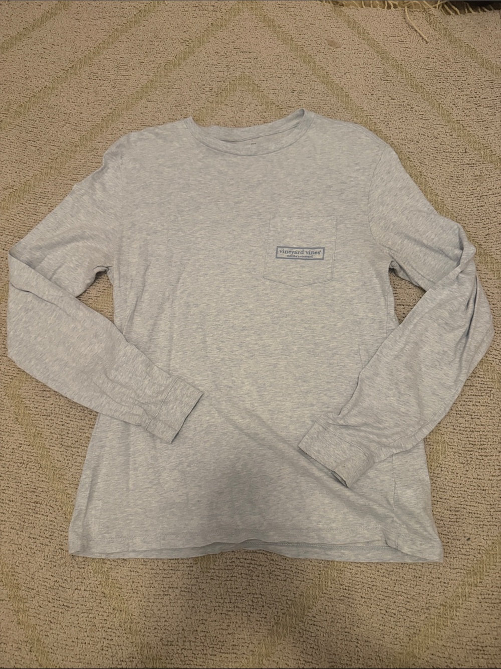 Vineyard Vines Men's Long-Sleeve Pocket Tee in light blue